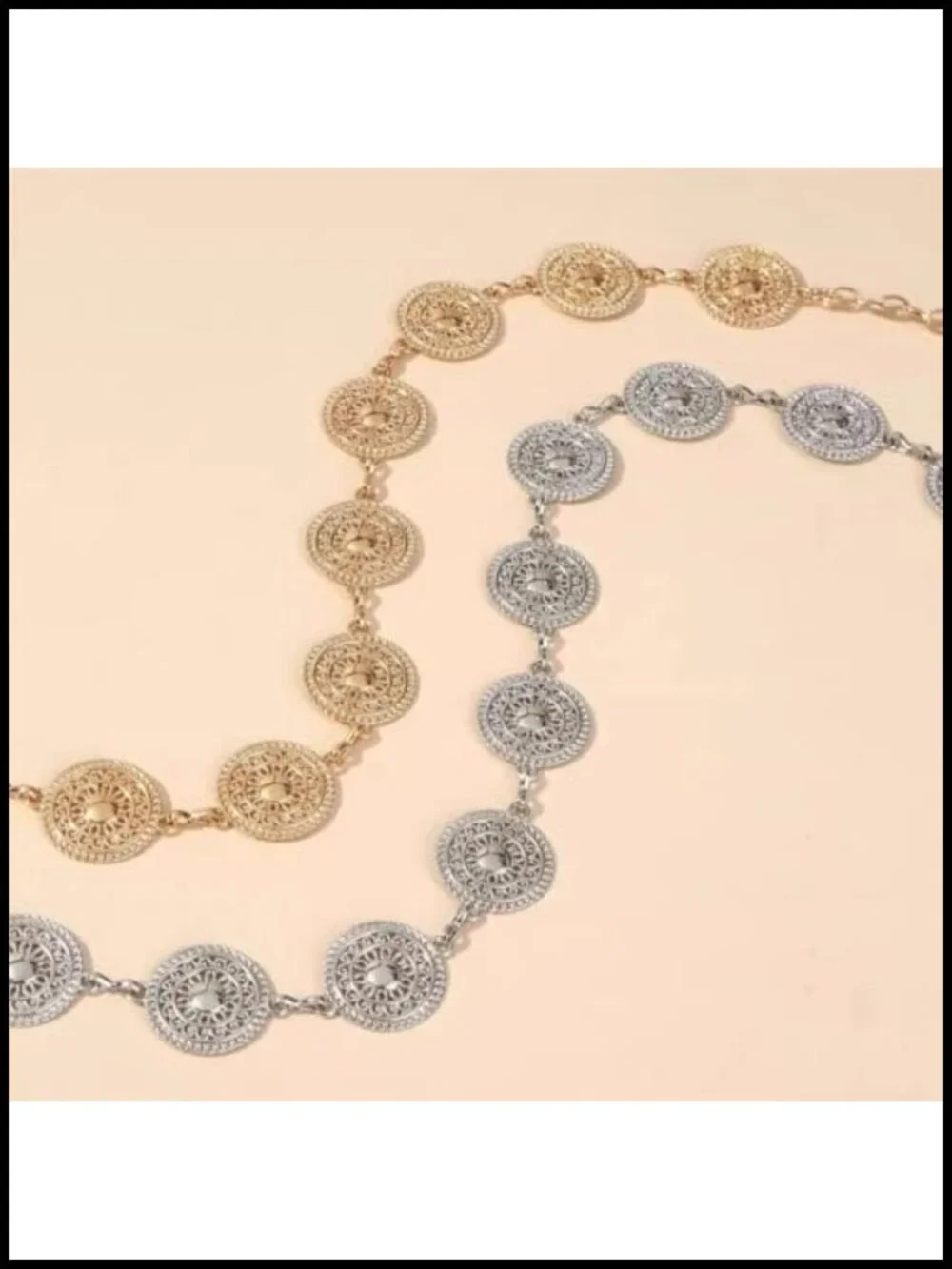 Metal Waist Chain Belt Sun Moon Hollow Flower Gothic Alloy